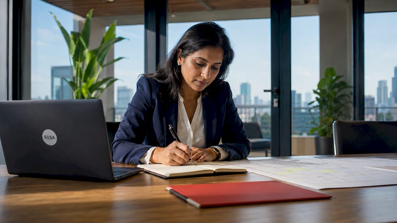 IT manager working on documentation in office