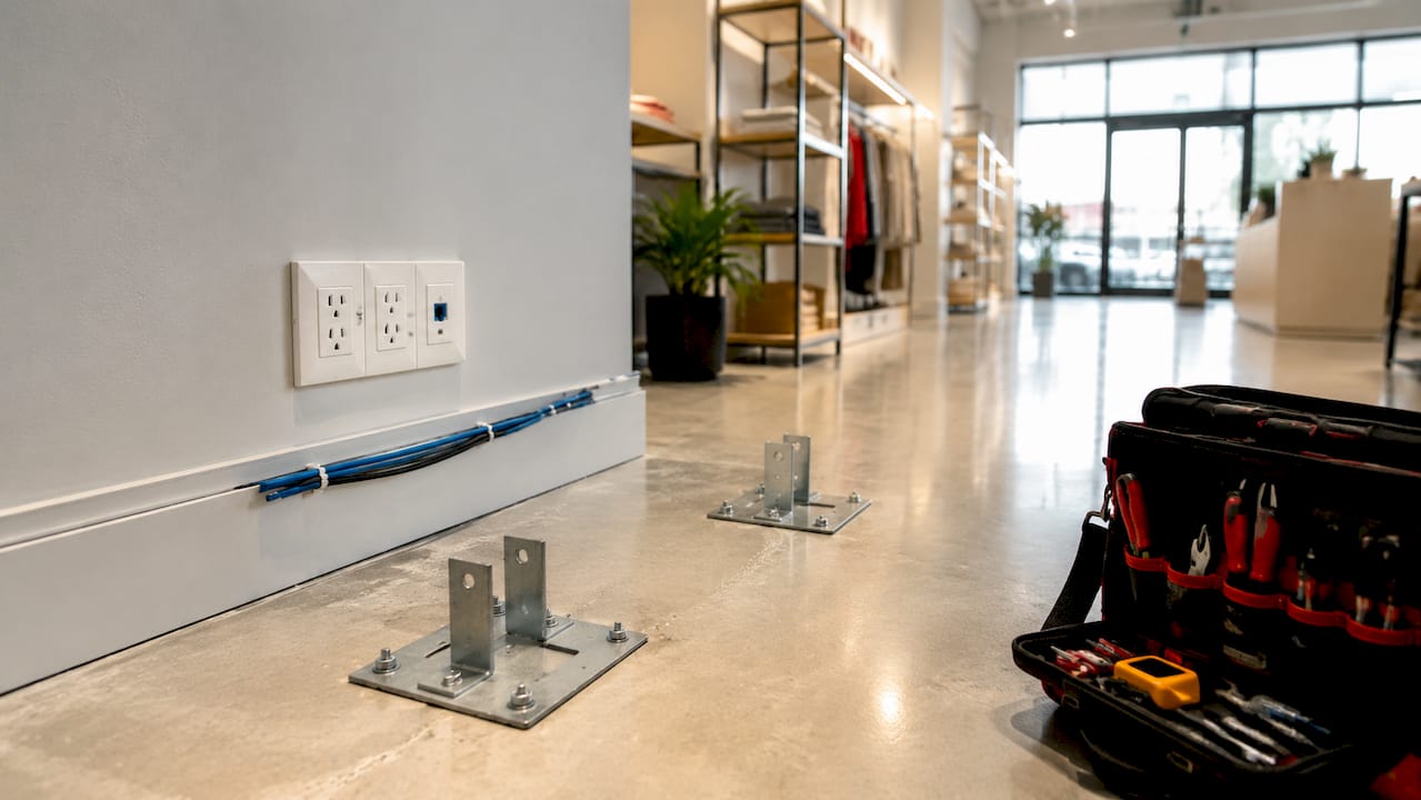 Prepared retail store site for kiosk installation