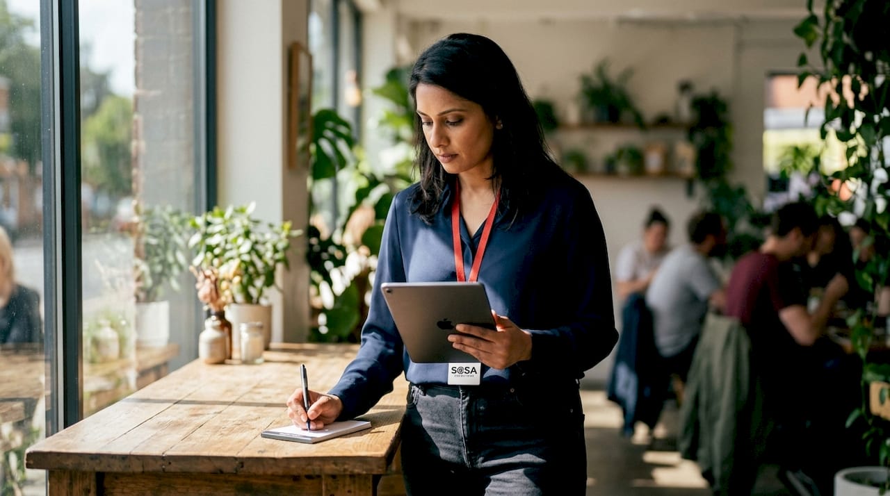 IT manager checking devices in home office