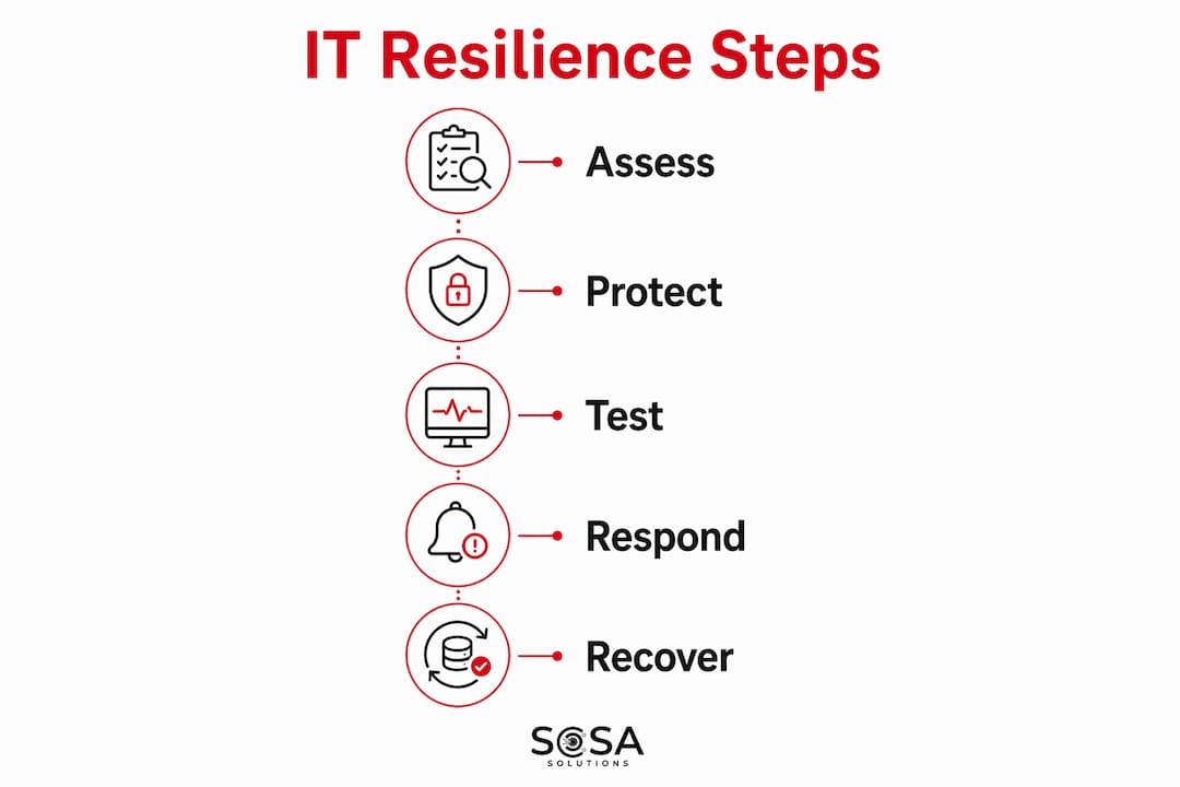 Infographic showing IT resilience steps for business continuity
