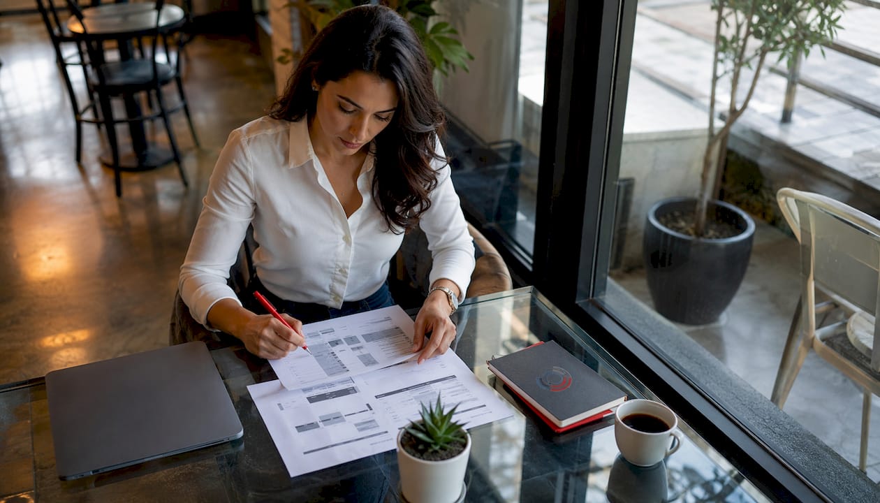 IT manager reviewing software documents