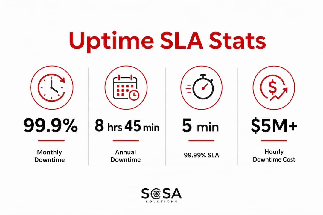 Infographic showing uptime SLA statistics and cost impact