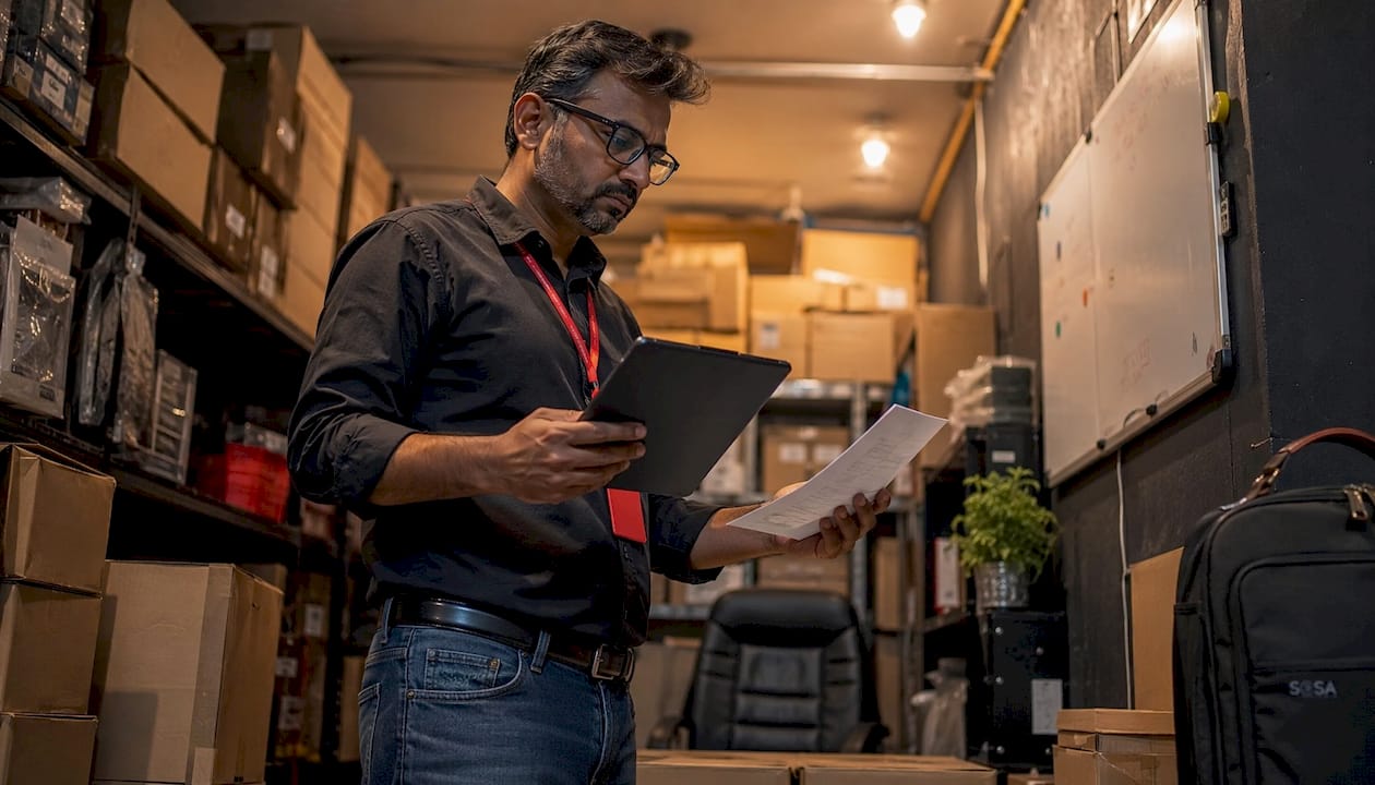 IT manager checking retail devices