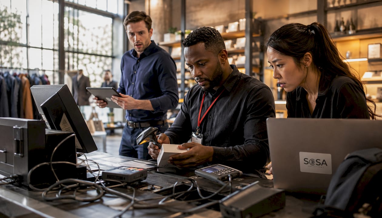 Retail staff managing POS security incident