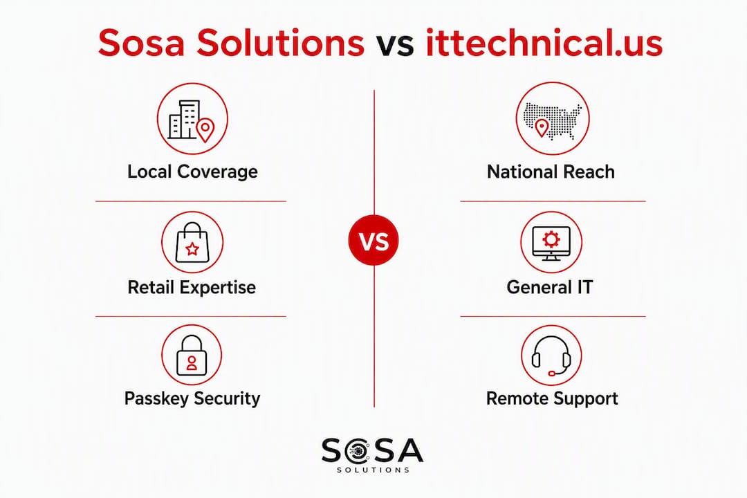 Comparison infographic of Sosa Solutions and ittechnical.us services