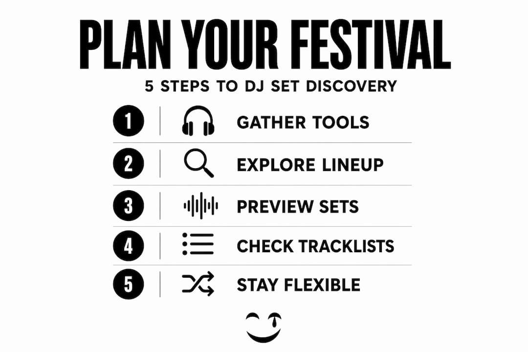 Infographic showing five steps to DJ set discovery