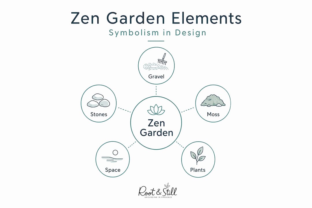 Hierarchy diagram of key zen garden elements