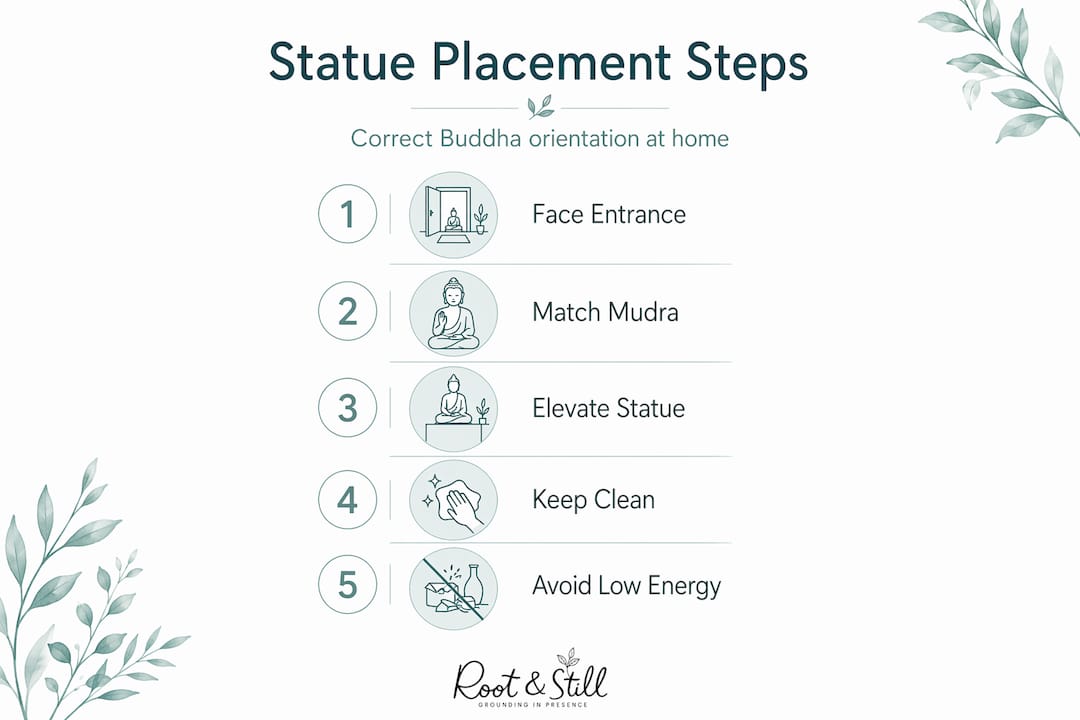 Infographic showing Buddha statue placement steps