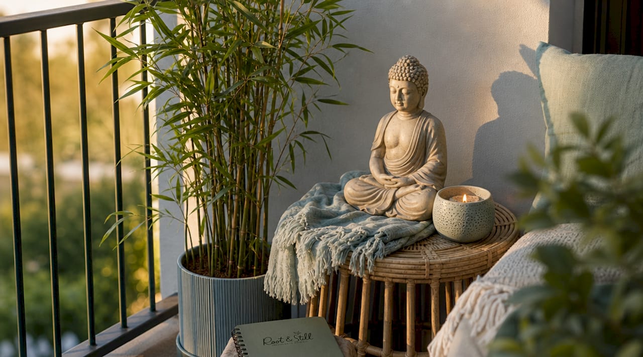 Resin statue decorating a modern interior corner