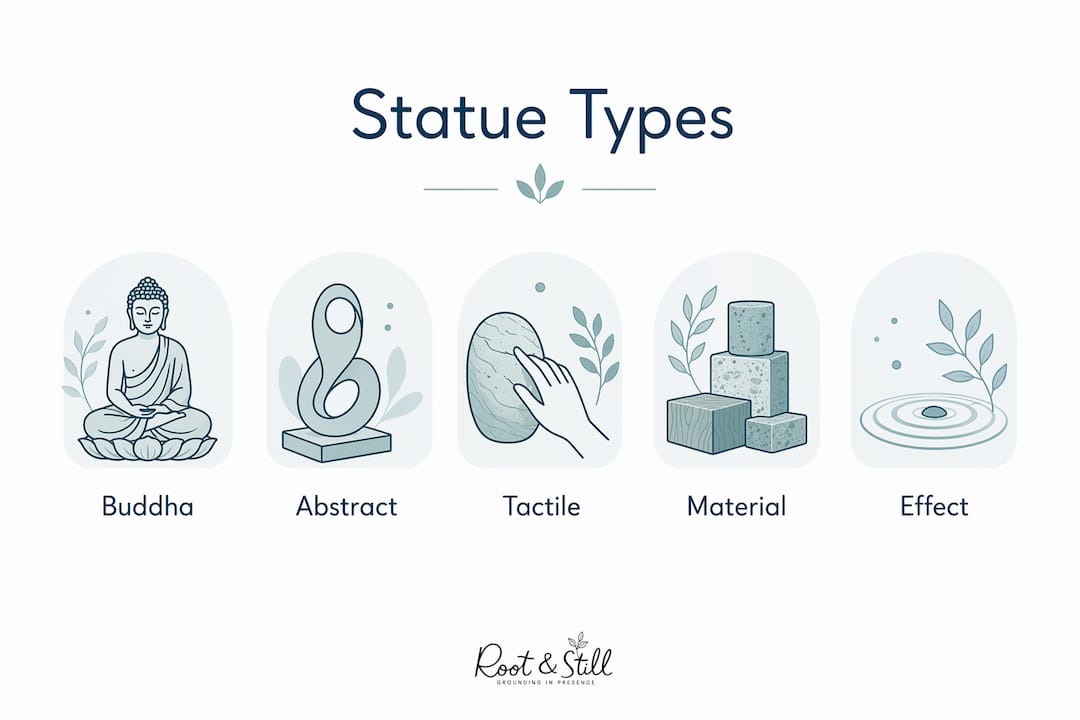 Infographic showing types of statues for stress relief with key categories