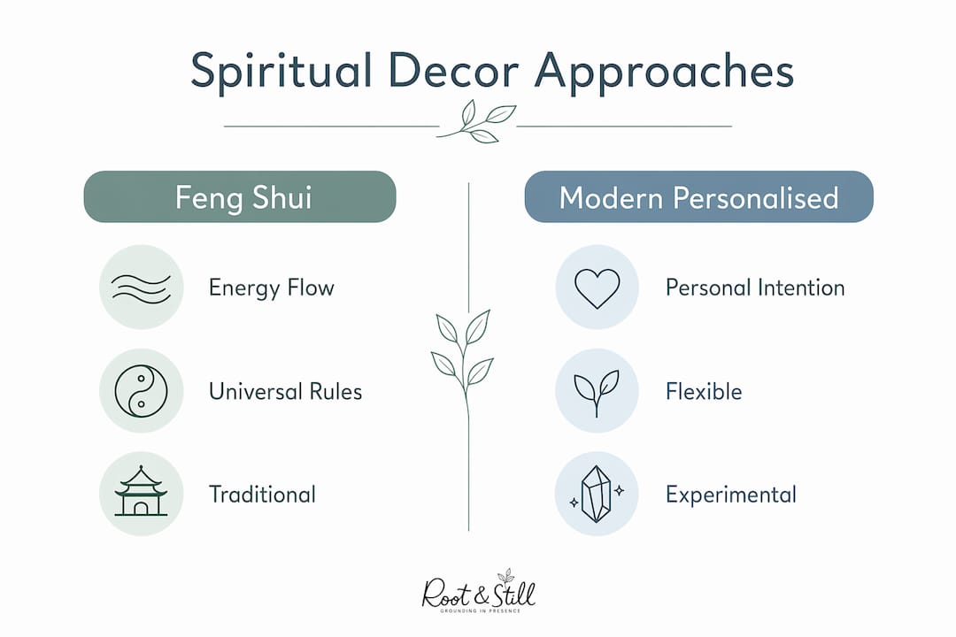 Infographic comparing Feng Shui and modern personalised spiritual decor
