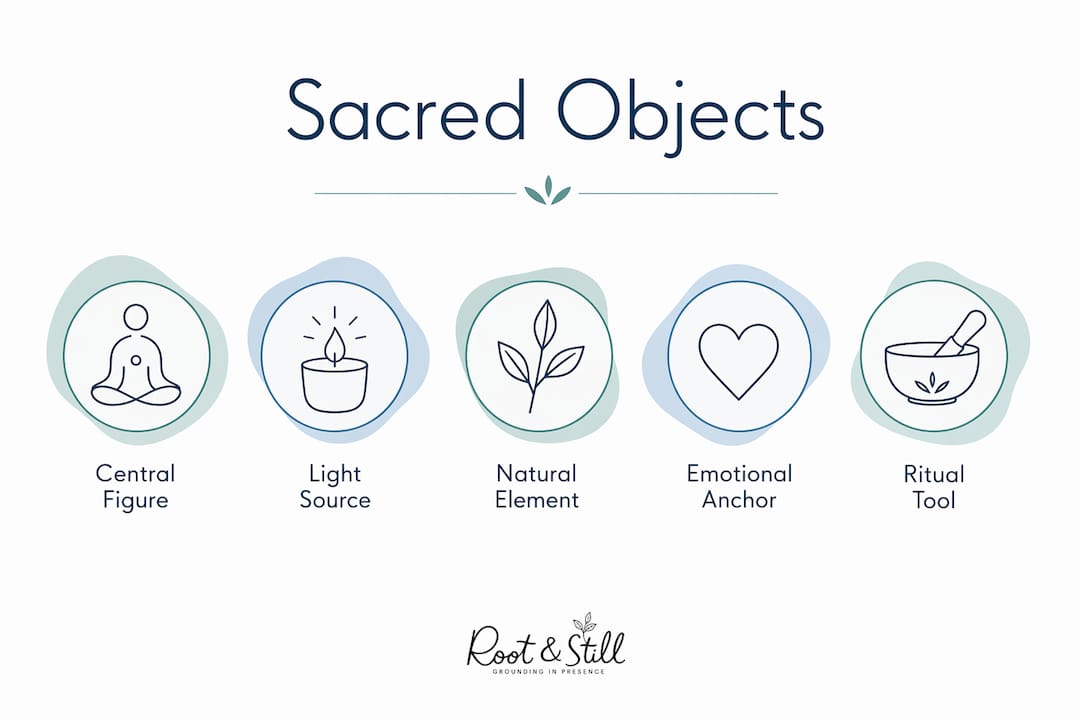 Infographic showing categories of sacred objects
