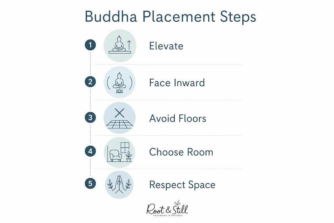 Infographic showing key Buddha placement steps