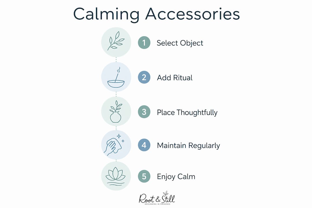 Infographic showing steps for calming accessory use