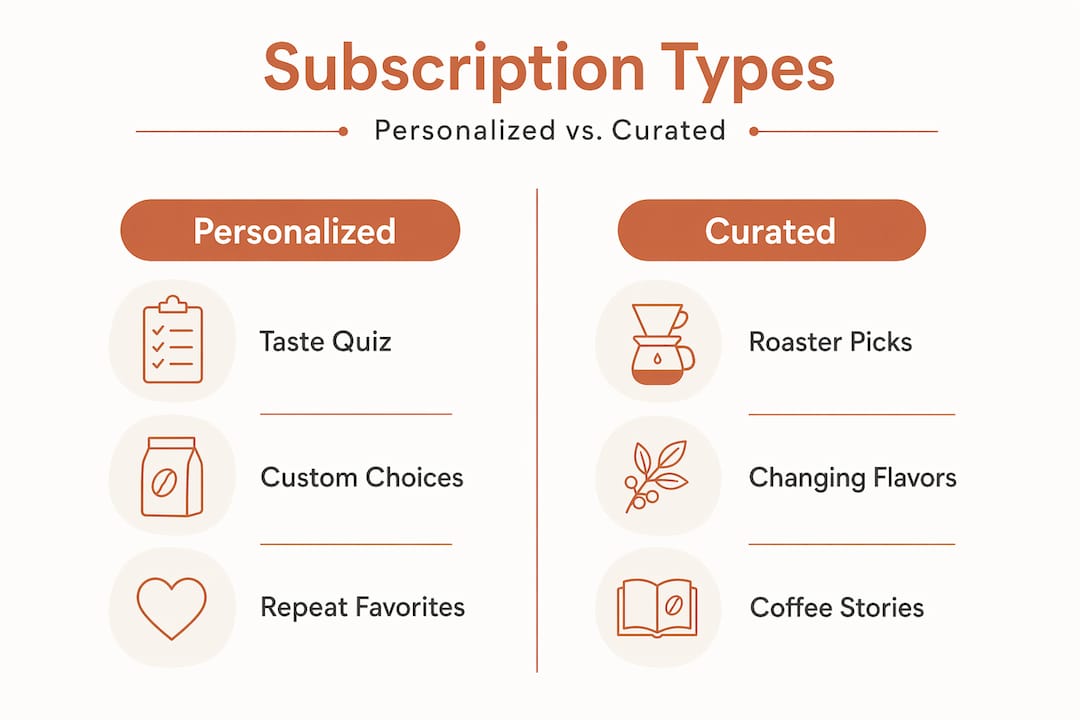 Infographic comparing personalized and curated coffee subscriptions