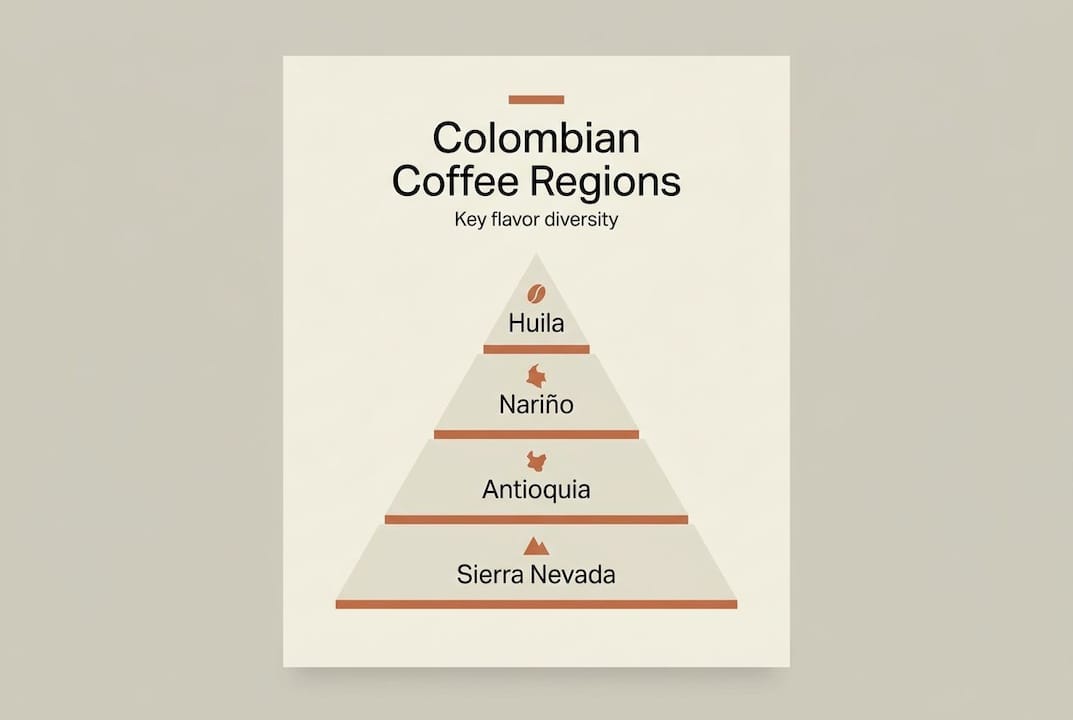 Hierarchy infographic of coffee flavor regions