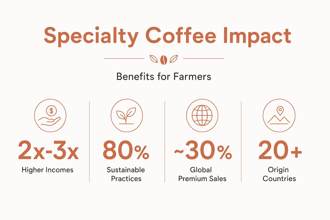 Infographic showing specialty coffee farmer impact and benefits