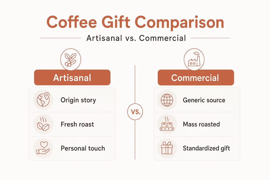 Infographic compares artisanal and commercial coffee gifts
