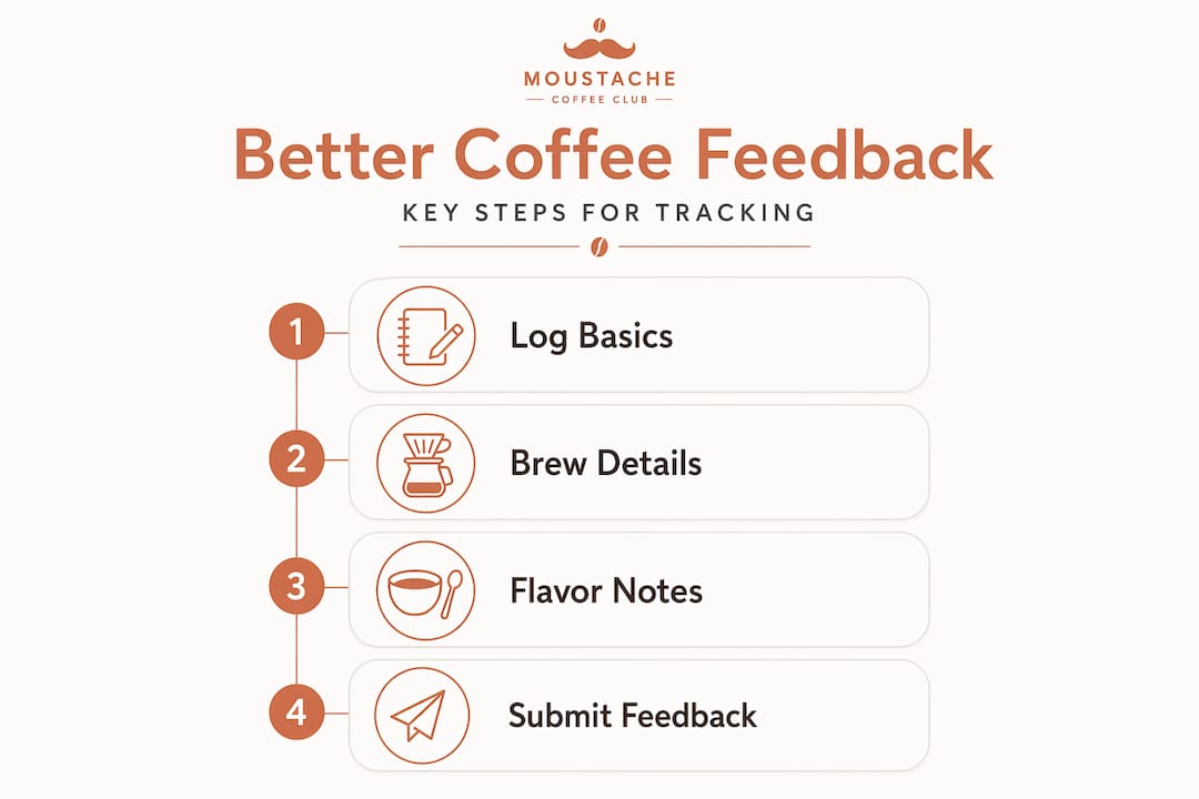 Infographic showing steps for coffee feedback tracking