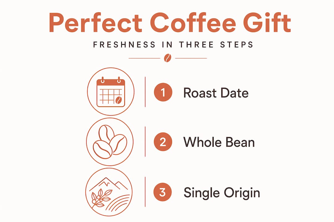 Vertical infographic showing steps for perfect coffee gift