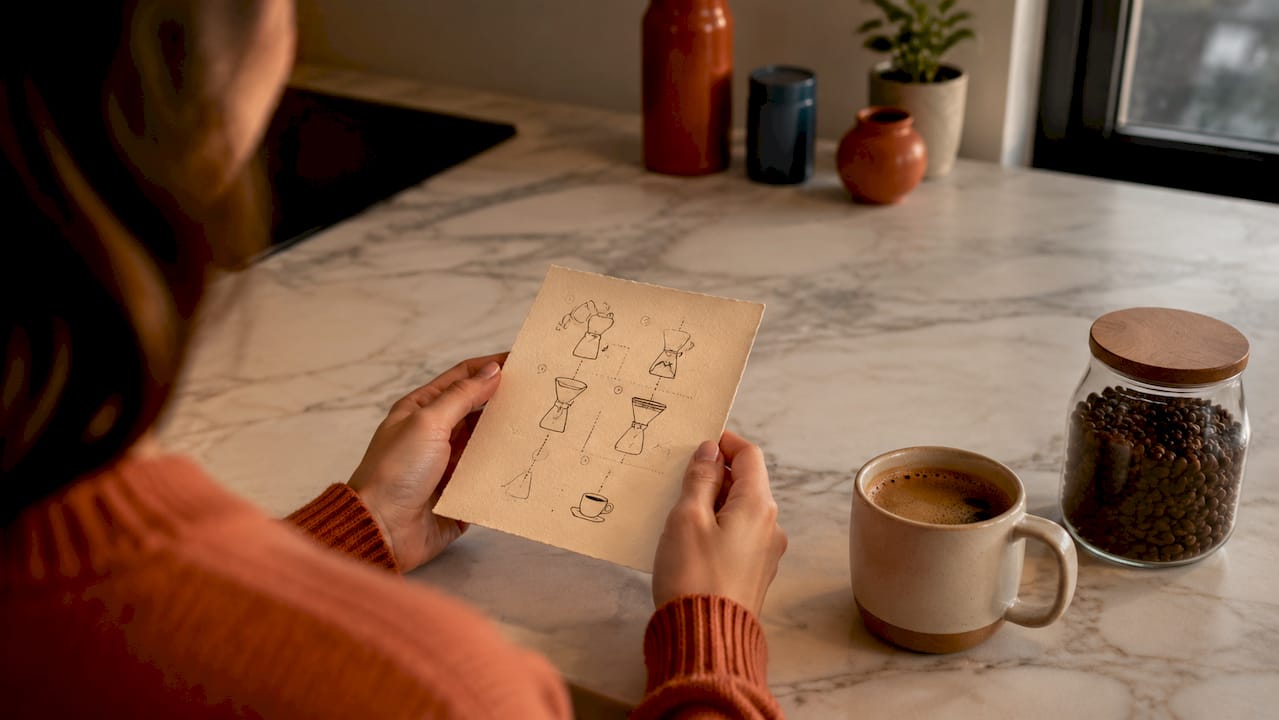 Close-up of gift card with brewing details handwritten