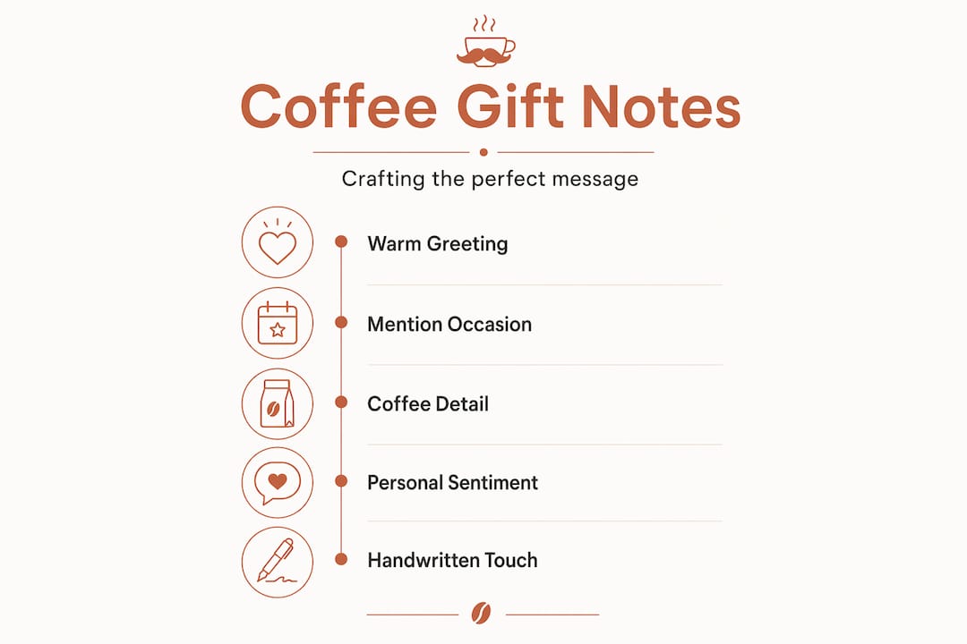 Infographic highlighting steps to write coffee gift messages