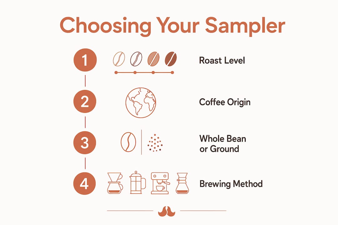 Infographic showing steps to choose coffee sampler