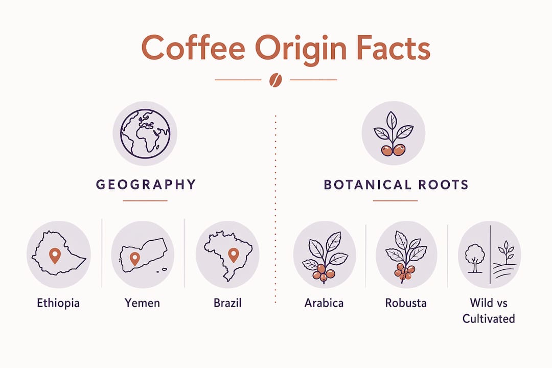 Infographic comparing coffee geographic and botanical roots