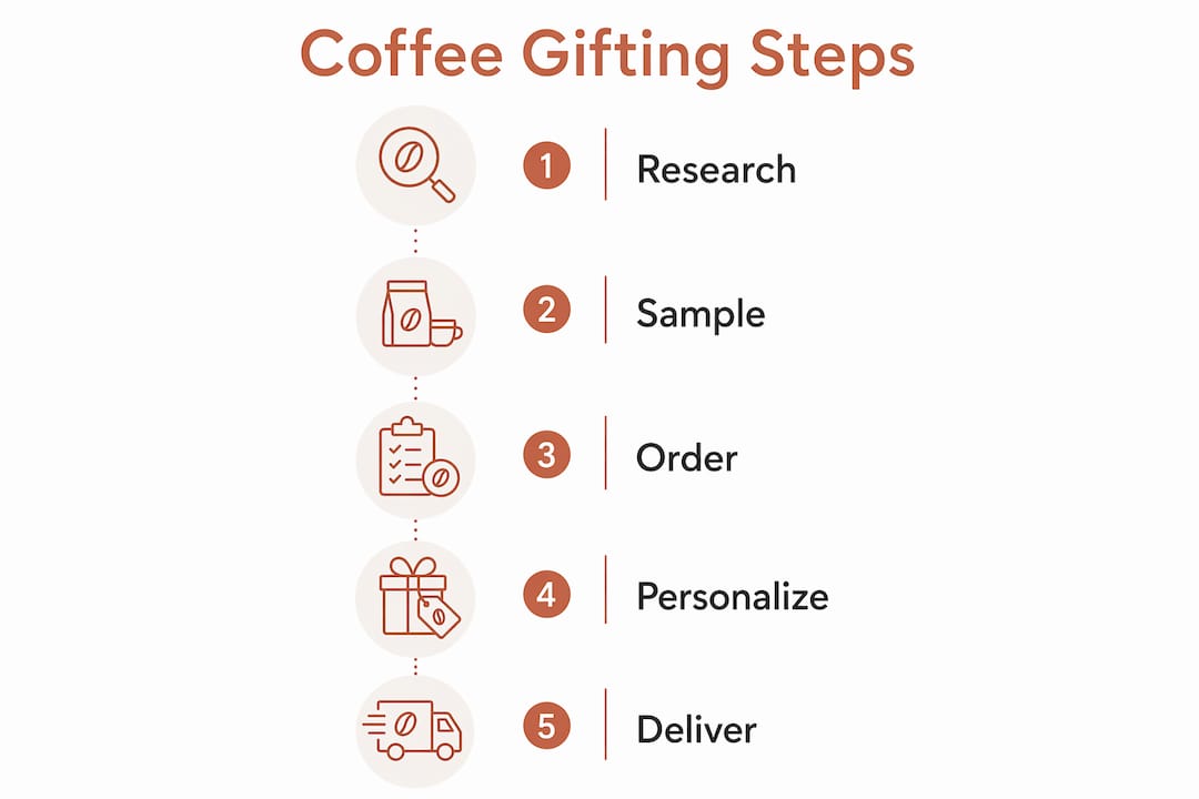 Infographic showing steps to order coffee gifts