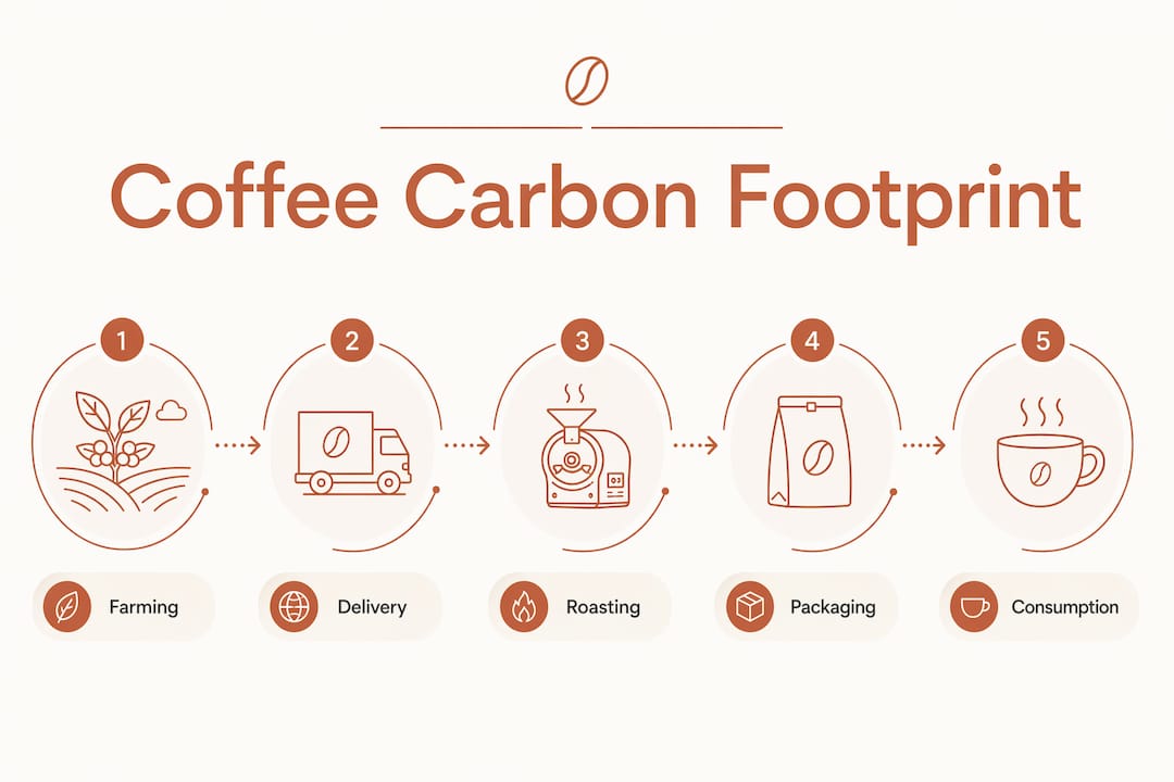 Infographic showing coffee carbon footprint by lifecycle stages
