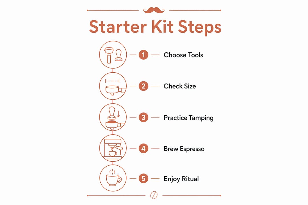 Infographic illustrating barista starter kit steps