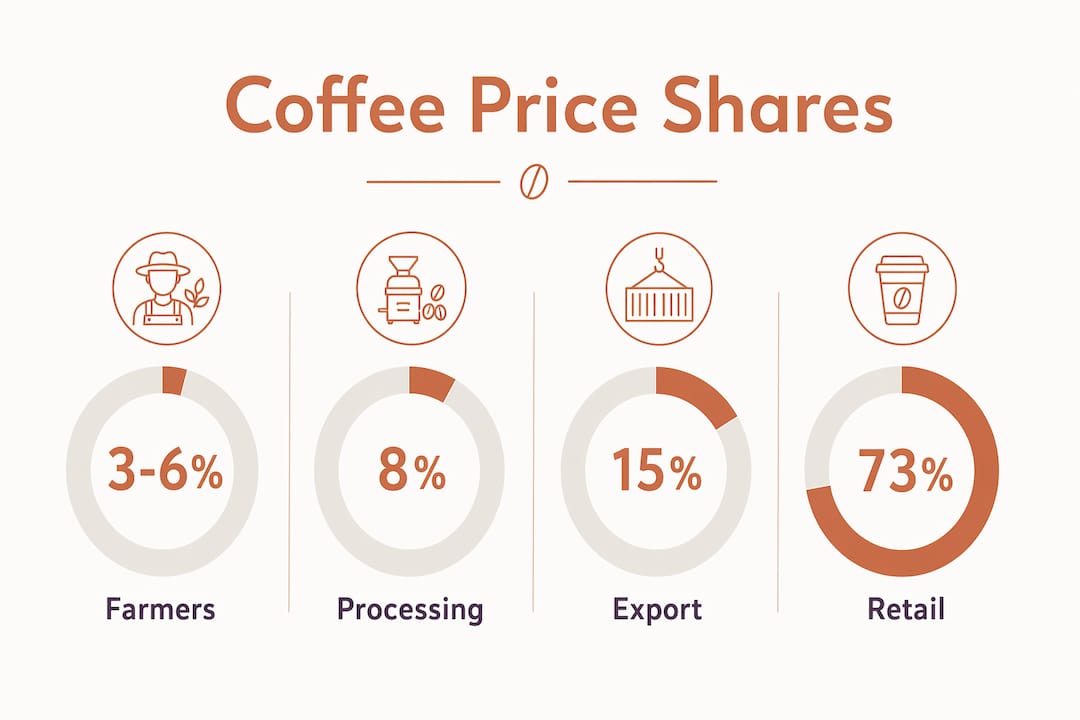 Infographic showing coffee price share percentages