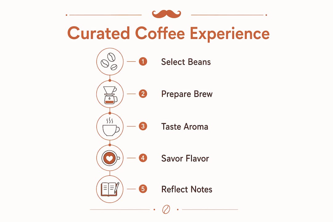 Infographic illustrating curated coffee tasting steps
