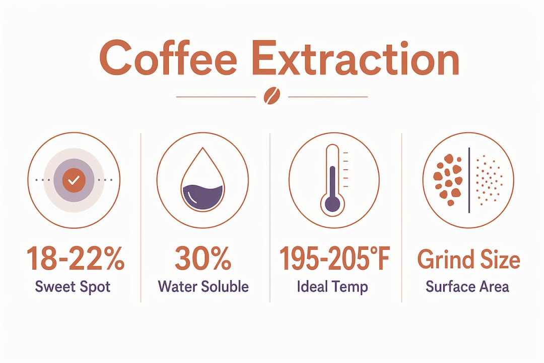 Infographic illustrating coffee extraction yield and factors
