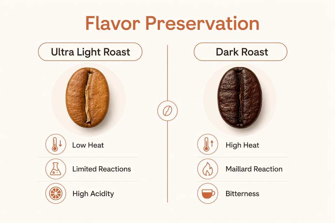 Infographic comparing flavor preservation in roast types