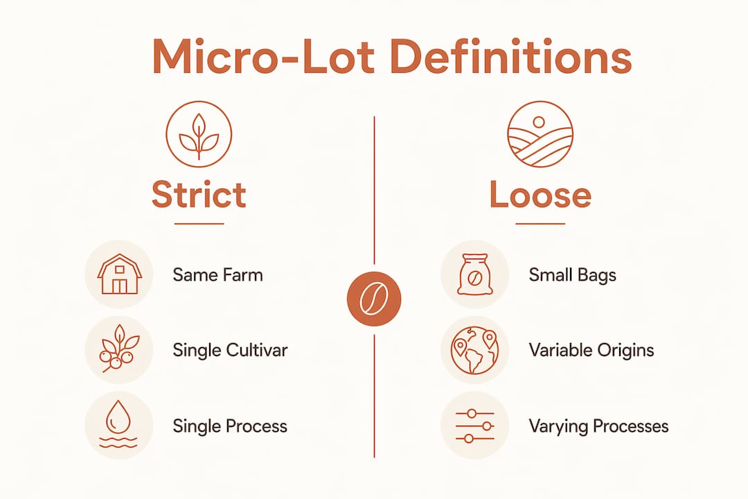 Infographic contrasting strict and loose micro-lot definitions