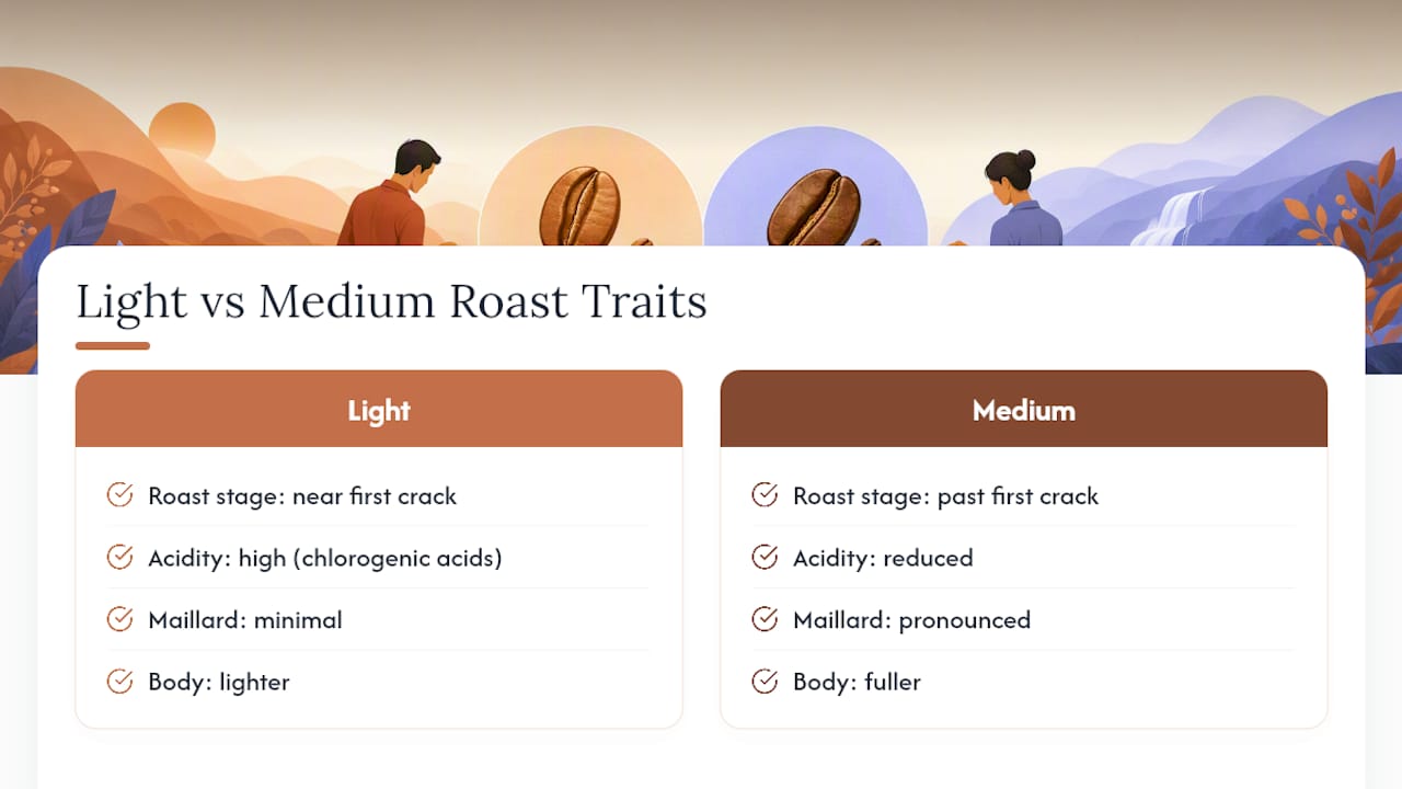 Light and medium roast flavor chemistry comparison