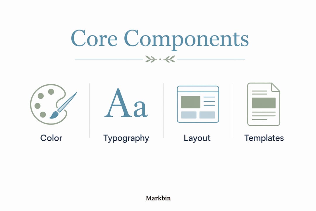 Infographic illustrating core components of branding formatting