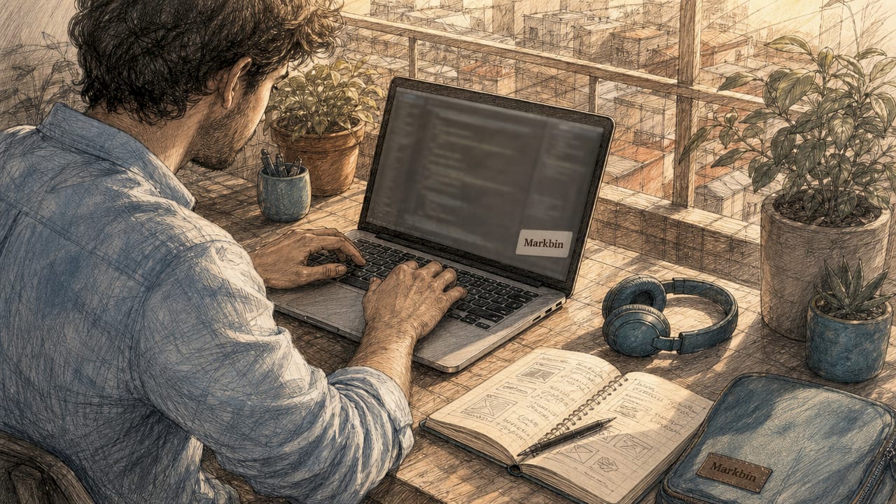 Engineer typing on laptop in corner office