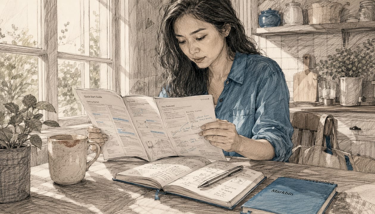 Person reading highlighted instructional document