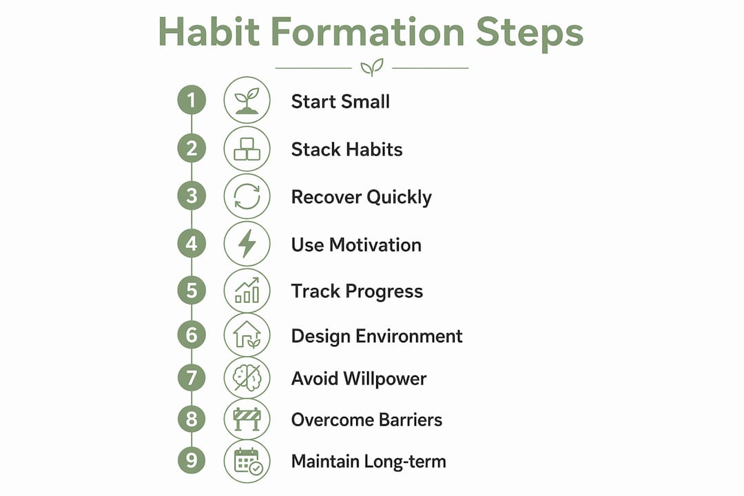 Infographic showing habit formation steps