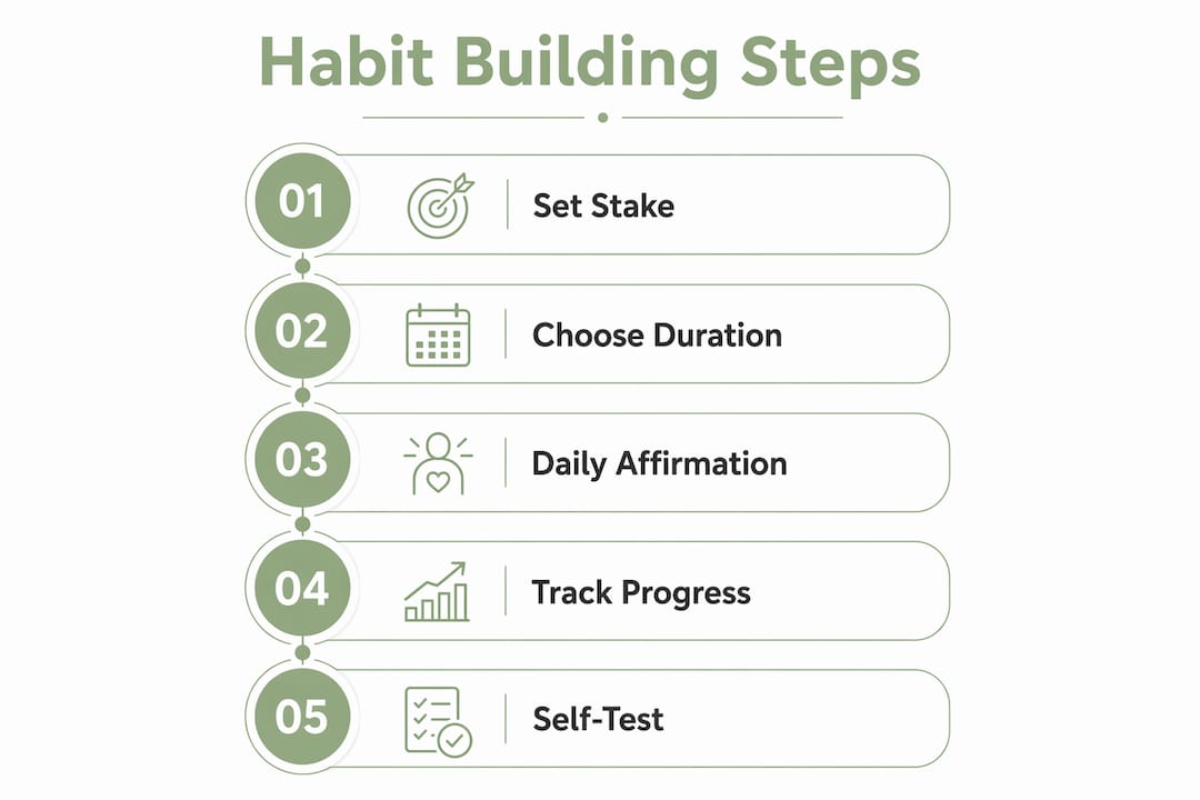 Infographic showing key steps for habit building