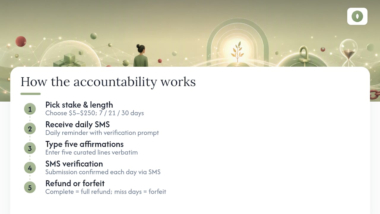 How FlourishOrForfeit Turns SMS Reminders Into Real Accountability — overview diagram