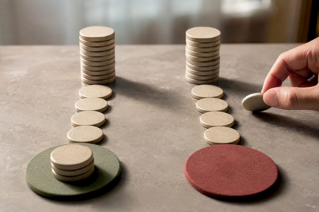 Illustration comparing financial loss and reward