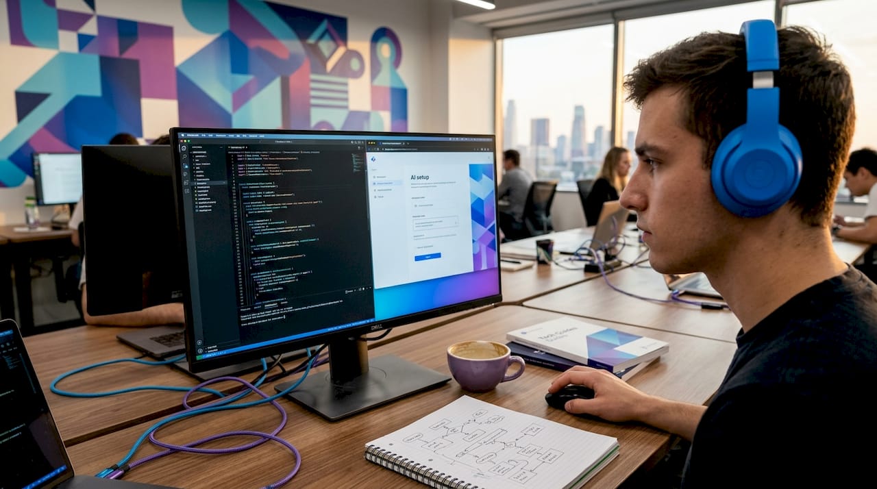 Developer building AI app with Bubble interface