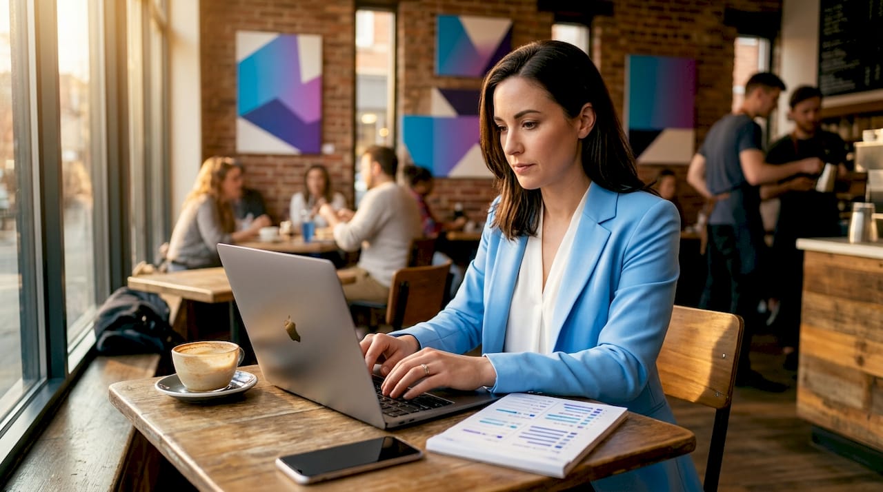 Founder working on app idea in café