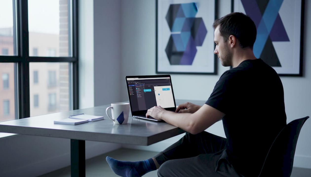 User builds app on Bubble at home table