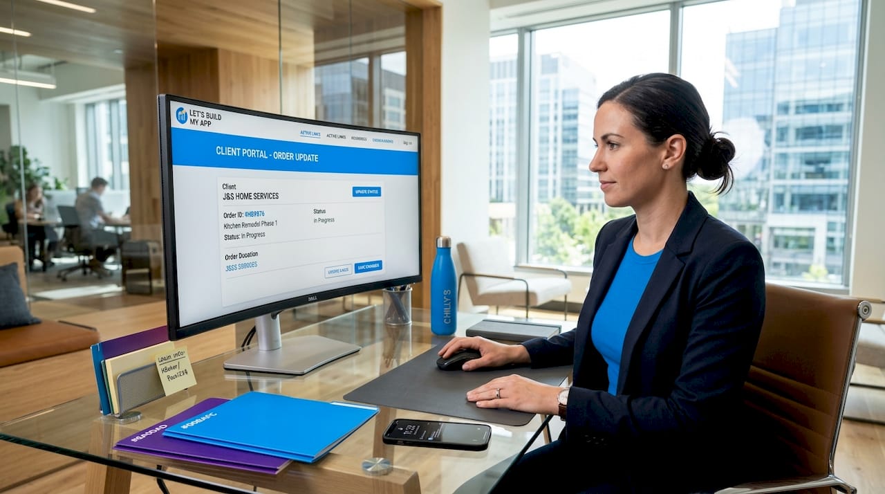 Service business manager using custom client portal
