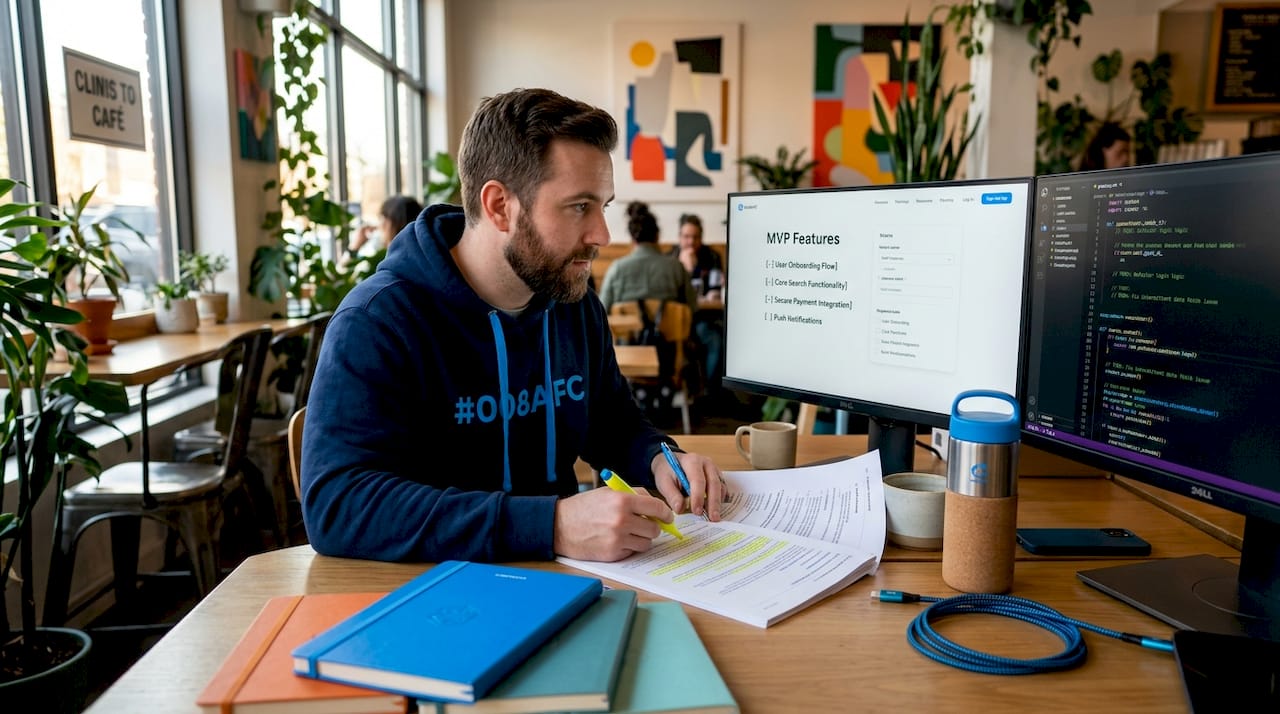 Developer reviews MVP feature task list