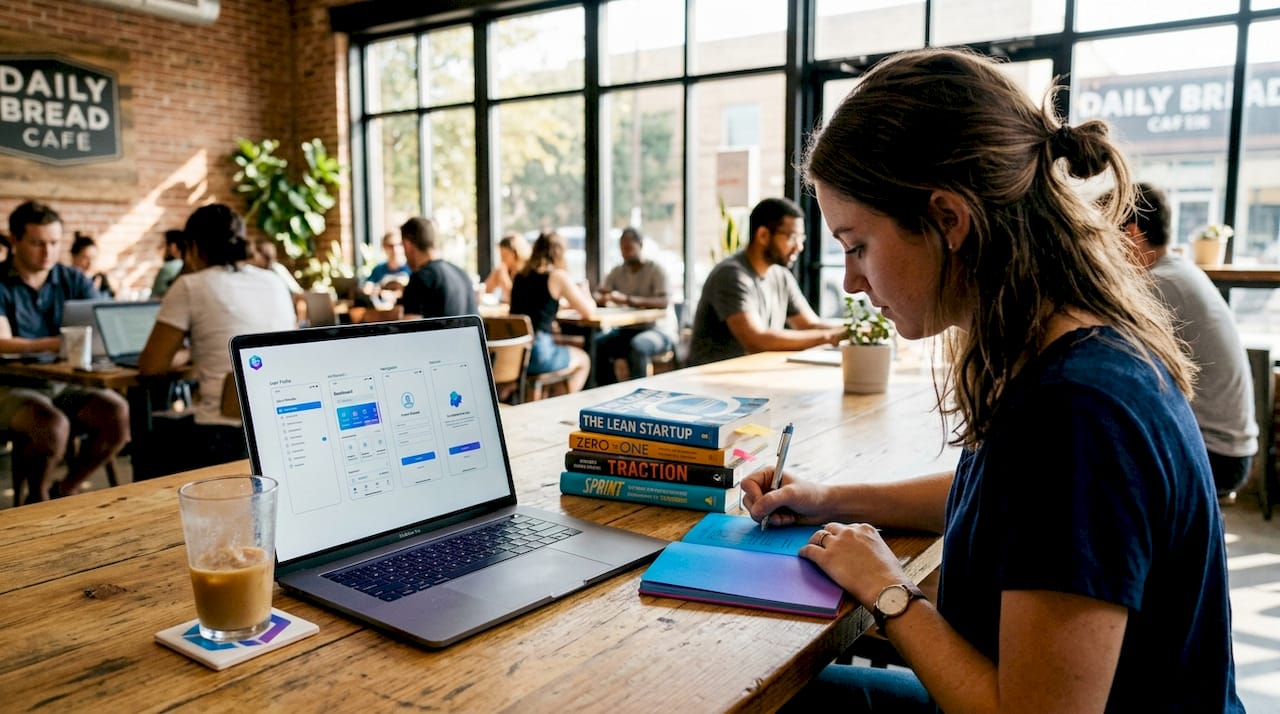 Startup founder working on app plans